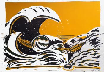 Jan-Grambow-After-Hokusai -zweifarbiger-Linolschnitt-30-x-42cm-Aufrufpreis-200€